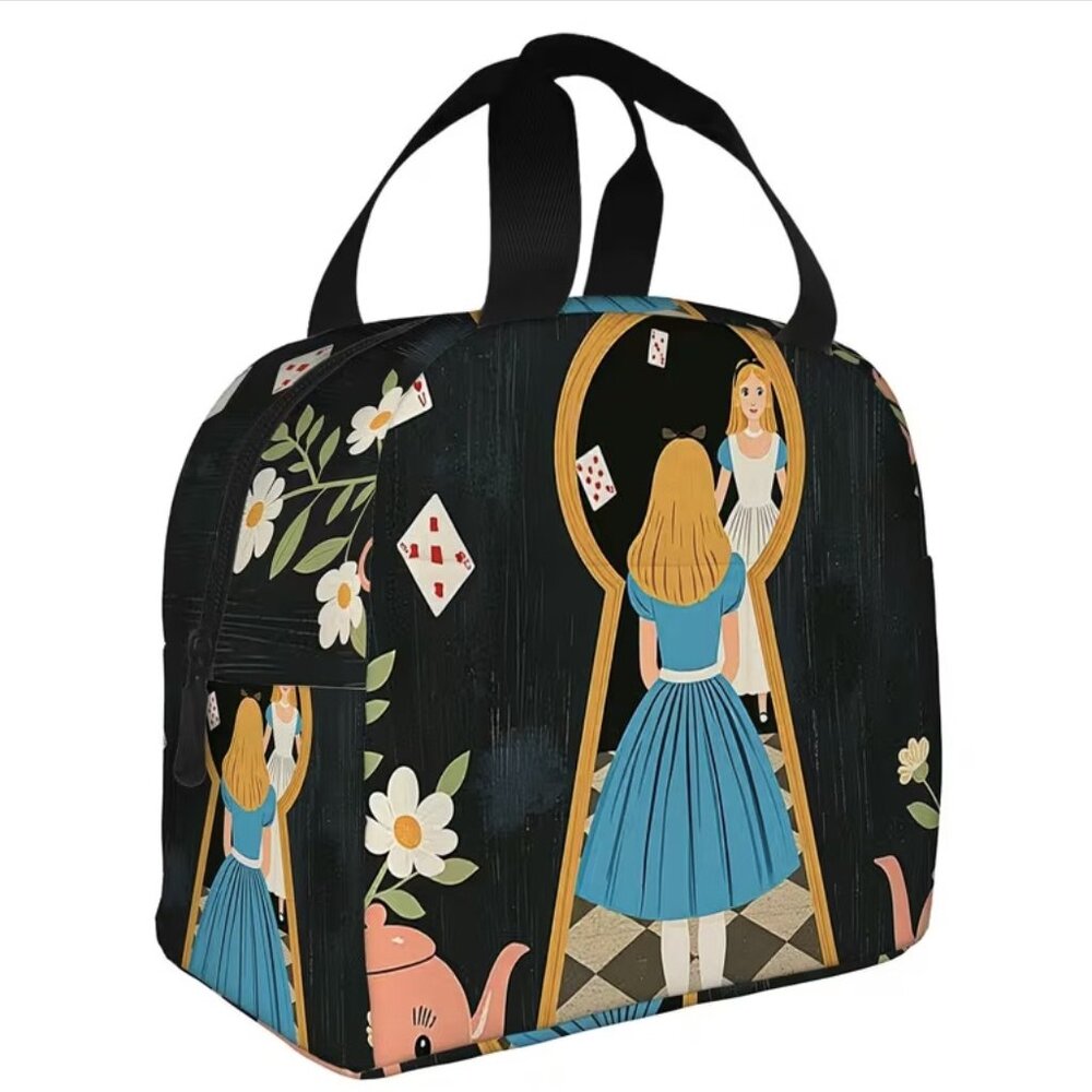 Alice Looking in Mirror Printed Thermal Insulated Bag, New condition